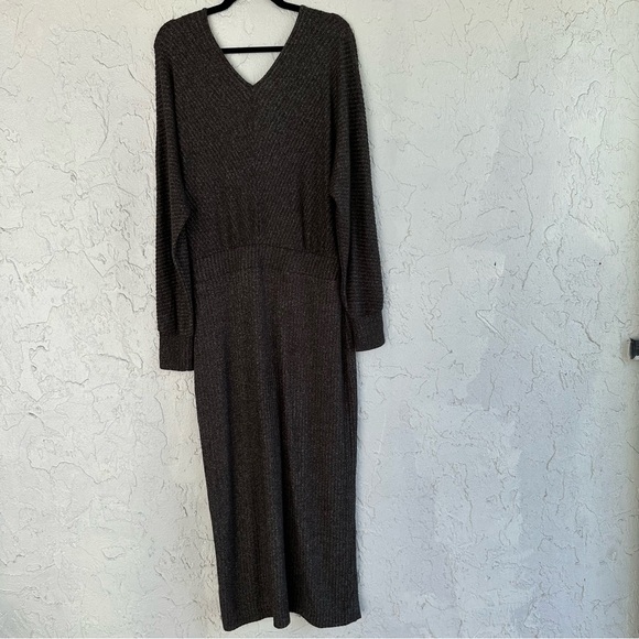 ANTHROPOLOGIE Daily Practice Dress Size Large Barre Midi Ribbed Long Sleeve - Picture 7 of 11